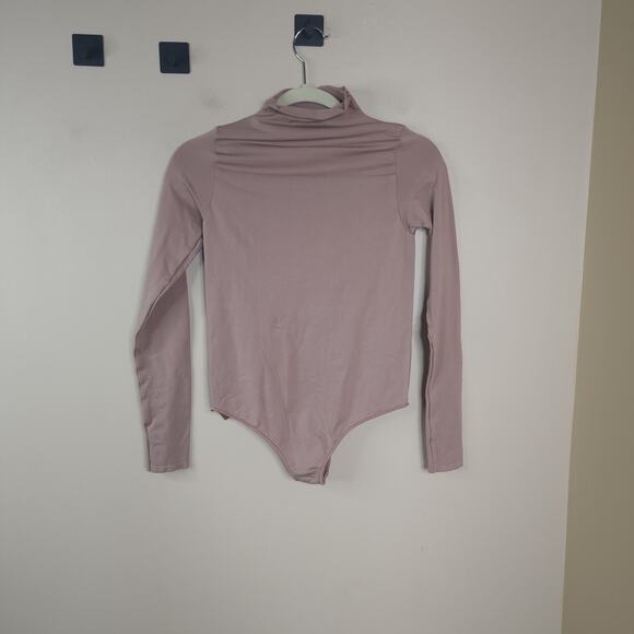 Skims Tan Long Sleeve Mock Neck Bodysuit Size L/XL - Picture 1 of 7